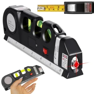 Строительный лазерный уровень с рулеткой и линейкой Laser Level Pro 3 / Лазерный нивелир для строительства
