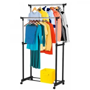 Двойная телескопическая стойка для одежды Double Pole / Вешалка напольная 130x65x32 см