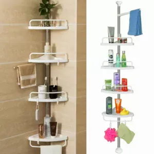 Угловая телескопическая полка в ванну (260х33 см) Multi Corner Shelf GY-188 / Стойка для ванной комнаты