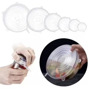 Силиконовые универсальные крышки Silicon Cap 6 шт, цвет Рандом / Крышки для посуды