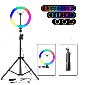 Кольцевая лампа RGB MJ260 Soft Ring Light 26 см + Подарок Штатив 2м для кольцевой лампы
