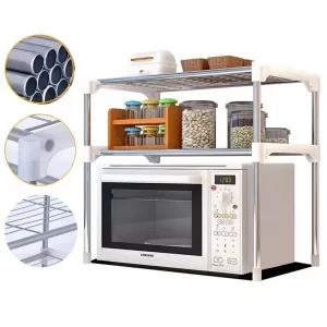 Кухонный органайзер, универсальный стеллаж для микроволновки с полками 49,5-85х60,5х25 см / Полка для микроволновки