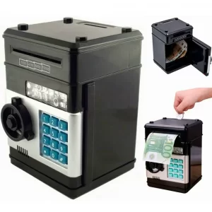 Копилки для детей сейф с кодовым замком Number Bank / Интерактивная копилка с купюроприемником - Черный