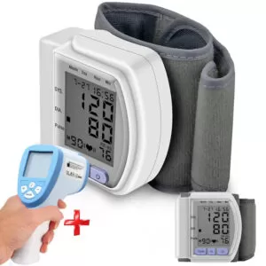 Автоматический тонометр на запястье Automatic Blood Pressure CK-102S + Бесконтактный термометр в Подарок / Измеритель давления