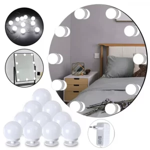 Подсветка для зеркала 10 LED, USB Vanity Mirror Lights, 3 режима / LED лампочки для гримерного зеркала с регулировкой яркости