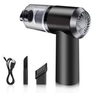 Автомобильный пылесос аккумуляторный 2в1 Vacuum cleaner / Пылесос в машину с насадками и подсветкой