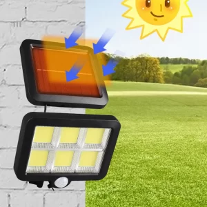 Настенный фонарь на солнечной батарее 120 COB / Подвесной светильник  с датчиком движения