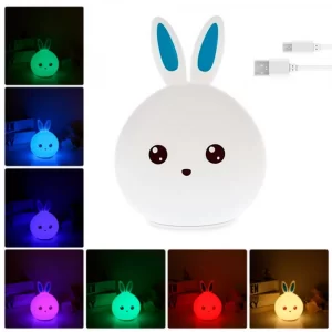 Детский ночник LED Rabbit Soft Touch 7 режимов / Светильник настольный Зайчик