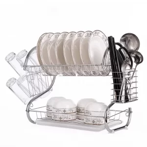 Стойка для хранения посуды (360х240х115мм), Kitchen Storage Rack / Двухуровневая сушилка для посуды / Настольная сушка для посуды