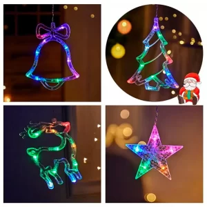 Гирлянда штора 2,5м колокольчик, елка, олень, 12шт, 220В, RGB / Светодиодная гирлянда на окно