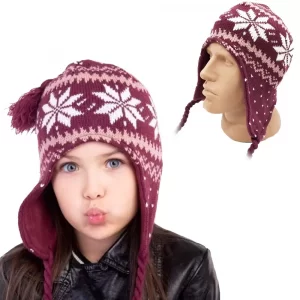 Вязаная детская шапка - ушанка зимняя на микрофлисе (5 -10 лет) Terranova, Унисекс