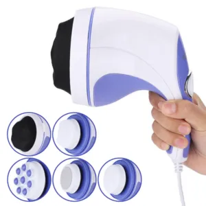 Ручной массажер для тела электрический Relax & Tone + 5 насадок / Вибрационный антицеллюлитный массажёр