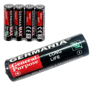 Пальчиковая батарейка AA 1,5В, R6, GermanMAX Long Life, 1 шт / Батарейка солевая / Батарейка для устройств