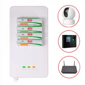 Источник бесперебойного питания для роутера 12В, BBU15-D-T + 4 аккумулятора АА / Адаптер резервного питания 12 вольт