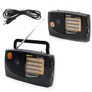 Портативный радиоприемник на батарейках AM/FM, KIPO KB 308AC с выходом на наушники, Черный / Карманное радио