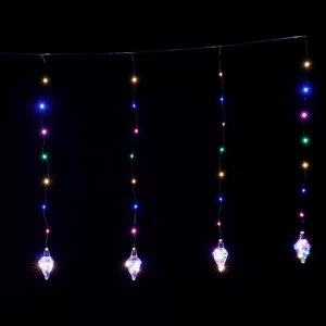 Гирлянда штора 3х1,5 м "Лампочки" 10 шаров, от 220V / Новогодняя светодиодная гирлянда на окно