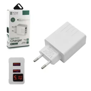 Зарядка для телефона на 2 USB с дисплеем CX QC03  / Сетевое зарядное устройство для телефона