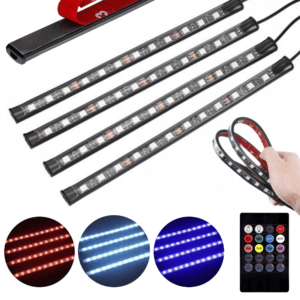 Неоновая подсветка в салон авто со светомузыкой, RGB led HR-01678 / Автомобильная RGB LED лента с пультом