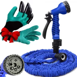 Шланг для полива 7,5м-75м + ПОДАРОК Перчатки садовые когти / Поливочный растягивающийся шланг 7,5/15/30/45/52,5/60/75м