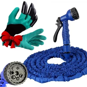 Шланг для полива 7,5м-75м + ПОДАРОК Перчатки садовые когти / Поливочный растягивающийся шланг 7,5/15/30/45/52,5/60/75м - 15 м