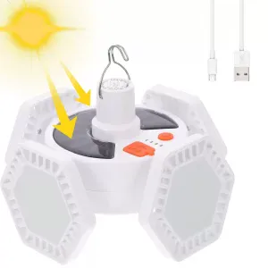 USB лампа на 5000мАч, 169LED, с солнечной панелью и PowerBank / Фонарь походный с аккумулятором