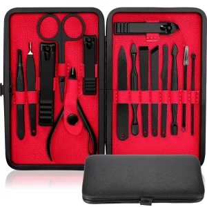 Профессиональный маникюрный набор из 18 инструментов, в кейсе / Инструменты для маникюра и педикюра из нержавеющей стали