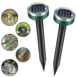 Комплект 2 шт Ультразвуковой отпугиватель кротов, насекомых, грызунов, Garden Pro D-1102 на солнечной батарее / Отпугиватель грызунов для сада