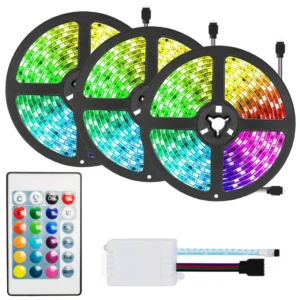 Комплект 3шт LED Лента неоновая 5 м, RGB, 12V 3528 + блок питания / Светодиодная подсветка для комнаты