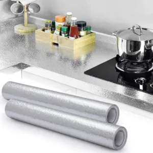 Комплект 2шт Алюминиевая самоклеящаяся фольга для кухни 60см × 5м / Фольга самоклейка / Водонепроницаемая пленка для кухонных поверхностей
