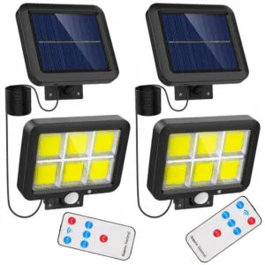 Комплект 2шт Фонарь уличный на солнечной батарее с датчиком движения и пультом BK-128-6COB / Настенный светильник для сада