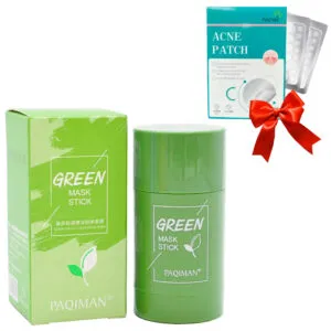 Маска для лица с зеленым чаем + Подарок Патчи от прыщей и акне / Очищающая глиняная маска стик для лица