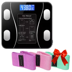 Весы умные напольные Bluetooth A-8003 до 180 кг + Подарок Тканевые фитнес резинки 3 шт / Электронные весы с приложением для Android или IOS