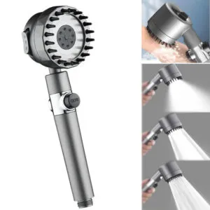 Насадка лейка для душа, 3 режима, Серая / Массажная насадка в душ высокого давления / Аератор на кран / Душевая лейка