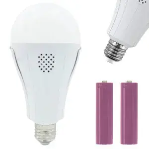 Аккумуляторная лампочка в патрон E27, 20Вт + 2 аккумулятора 18650 / Перезаряжаемая лампа-фонарь / Аварийная лампочка в люстру