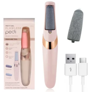 Электрическая пемза для ног с USB + 2 насадки, Flawless Pedi / Беспроводной аппарат для педикюра / Роликовая пилка для ног