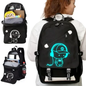 Молодежный рюкзак с USB (46х30х15), светящийся в темноте / Школьный рюкзак с мягкой спинкой / Светоотражающий портфель в школу