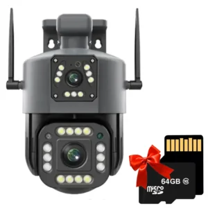 Уличная камера видеонаблюдения Qettopo V380 + Подарок Карта памяти 64Гб / Поворотная WiFi камера / IP видеокамера