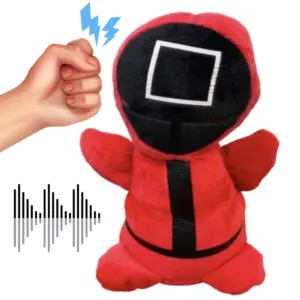 Мягкая игрушка-боксер 25см "Игра в кальмара" со звуком, на батарейках / Плюшевая игрушка антистресс