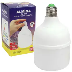 Аккумуляторная лампочка 20 Вт с цоколем Е27, Almina DL-020 / Светодиодная лампа аварийная