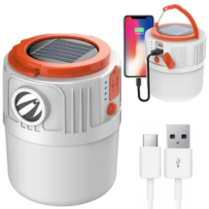 Аккумуляторная лампа с солнечной панелью и USB, 2400мАч, HS-V65 / Подвесная LED лампа / Кемпинговый фонарь