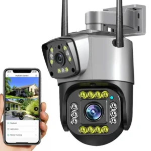 Уличная камера видеонаблюдения с 2 объективами, 8Мп, Qettopo V380 / Поворотная WiFi камера / IP видеокамера