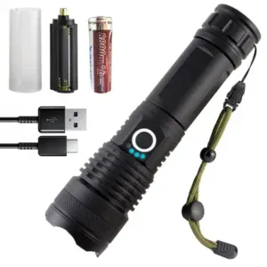Мощный фонарь до 1200м с зумом и USB, 1500Лм + аккумулятор 26650, BL X71-P90 / Аккумуляторный тактический фонарик