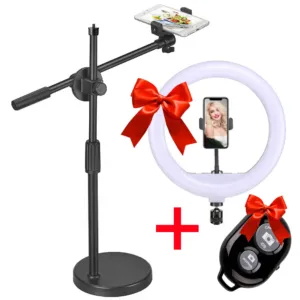 Штатив-журавль HA-19 + Подарок Кольцевая лампа Ring Fill Light + Селфи пульт / Стойка для лампы / Штатив-тренога для телефона