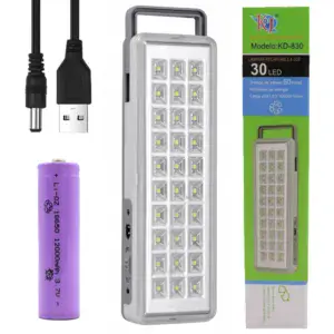 Аккумуляторный светильник-фонарь до 8 часов, 30 LED, USB-зарядка, KD-830 / Аварийная LED лампа