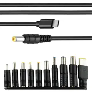 Кабель питания для ноутбука (USB Type-C - DC), 65Вт + Переходники 10в1 / Адаптер для ноутбука / Кабель питания от повербанка к ноутбуку