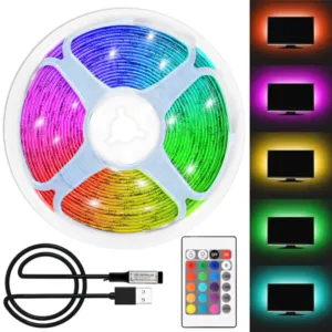 Светодиодная лента от USB, 5м, RGB 5050 + пульт / Гибкая LED лента от повербанка / Лента-подсветка для телевизора