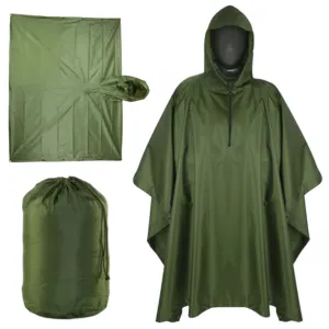 Тактический дождевик 3в1 (пончо, палатка, тент) / Водонепроницаемая накидка от дождя / Многофункциональное пончо