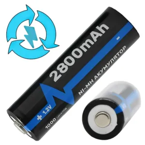 Аккумулятор АА 2800мАч, 1,2В, Arexes, 1шт/ Аккумуляторная батарейка / Многоразовая батарейка / Пальчиковая батарейка аккумуляторная