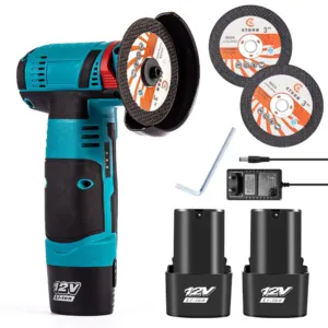 Аккумуляторная болгарка с 2 дисками + 2 аккумулятора 12В / Электроболгарка / Мини болгарка для дома / Портатитвная болагрка