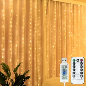 Гирлянда Штора от USB, 3x2м + Пульт, лампочки Роса / Светодиодная гирлянда на окно / LED гирлянда водопад